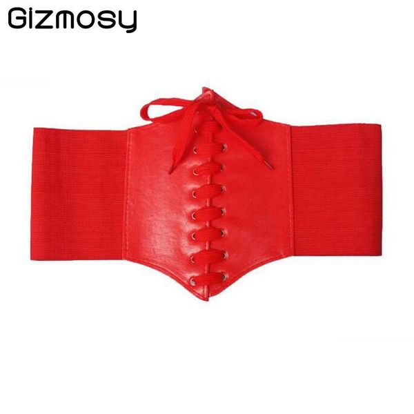 

2021 new lace up belts corset bandage wide pu leather slimming body belts women elastic high waist shaping girdle bands sy1108, Black;brown