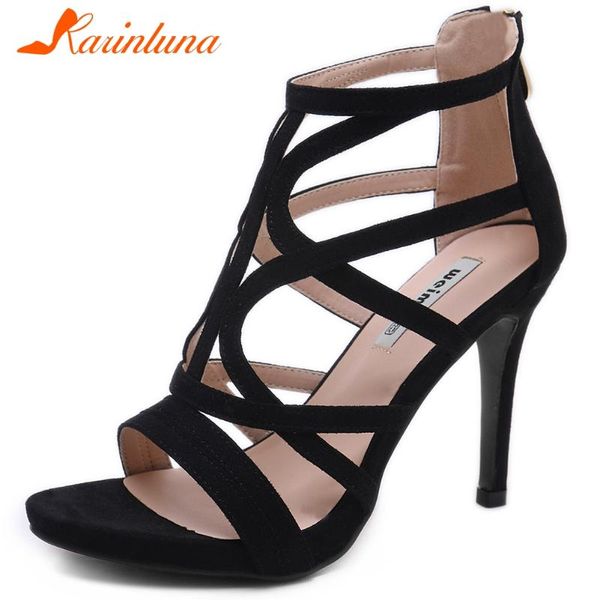 

dress shoes karin classic ladies summer party heeled sandals low platform gladiator women thin high heels, Black