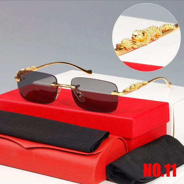 

2021classic fashion square sunglasses men women exquisite cheetah logo optical eyeglasses small leopard silver gold metal frames with box, Black