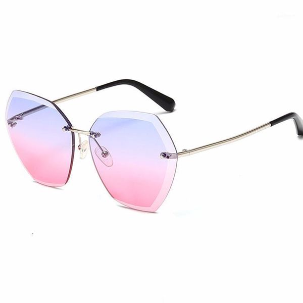 

new luxury vintage rimless sunglasses women brand designer oversize female sun glasses for lady mirror shades uv400 gafas de sol1, White;black