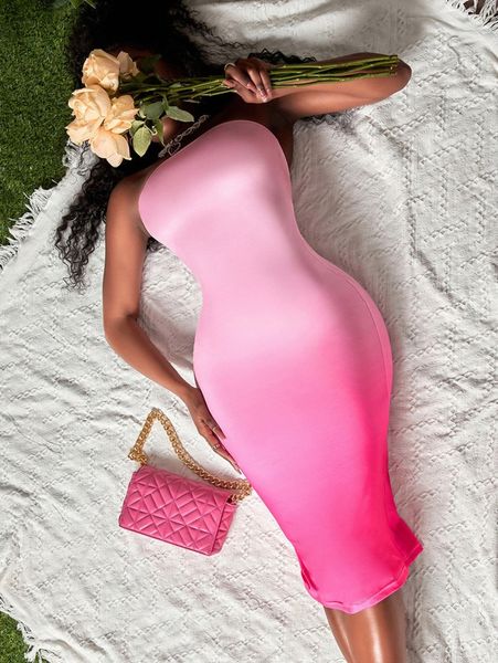 

sxy ombre bodycon tube dress j2le#, Black;gray