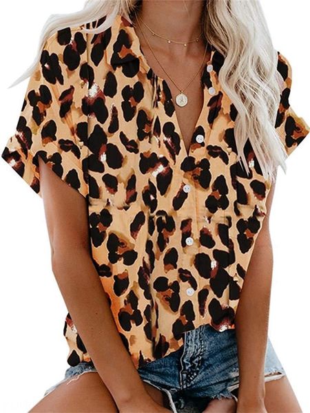 

summer 2020 short sleeve lapel shirt shirtbutton shirtleopard summer 2020 women's short sleeve women's lapel shirt shirtbutton shi, White
