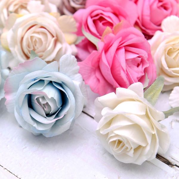 

30pcs flannelette artificial rose silk flower heads wedding decoration diy wreath scrapbooking craft fake bbyewt