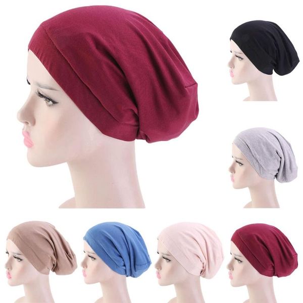 

beanie/skull caps women turban headscar ski slouch hat cap baggy beanies bonnet chemo cancer elastic band satin lining skullies muslim arab, Blue;gray