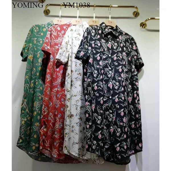 

yoming ym1038 fashion africa plus size print long blouses turn-down collar short sleeve buttons style shirts streetwear1, White