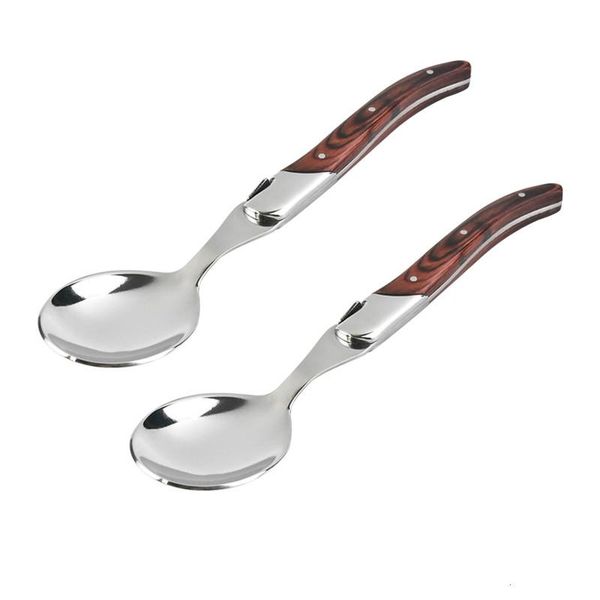 

2/4/6pcs large stainless steel dinner spoon set soup rice spoons long handle silver steel mixing ice cream coffee spoon