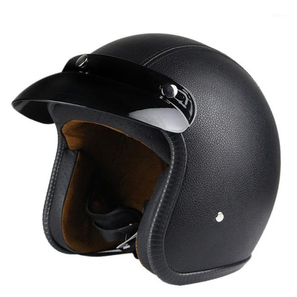 

motorcycle helmet leather vintage cafe racer chopper retro crash helmet motorbike motorcycle visor moto for1