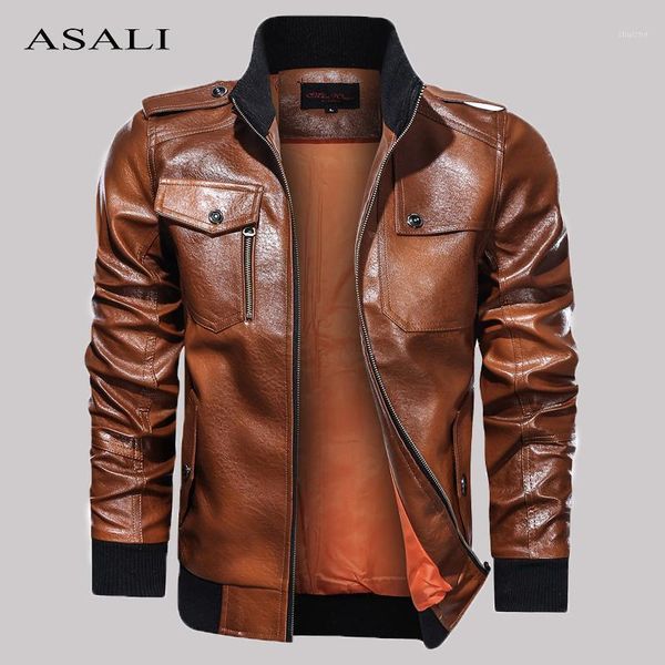 

slim fit motorcycle leather jacket men autumn retro style leather pu jackets men's stand collar bomber baseball coat windbreaker1, Black
