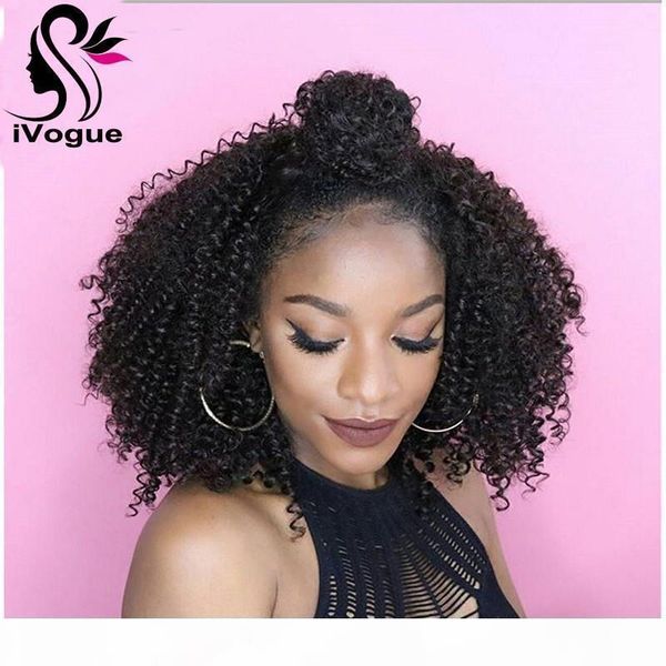 

virgin brazilian hair lace front wig kinky curly glueless full lace human hair wigs jerry curl unprocessed full lace wig, Black;brown