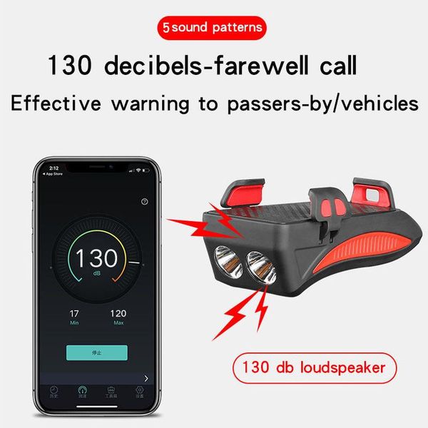 

4000mah usb зарядное устройство многофункциональный велосипед свет фонарик велосипеда рог держатель телефона power bank велосипедов переднег