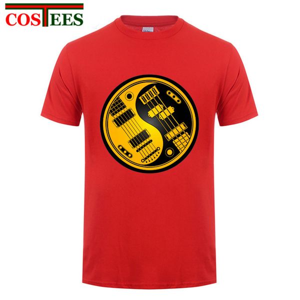 

sport 2018 new summer yin yang cool t-shirt funny old and worn acoustic guitar bass t shirt men short sleeve black yellow teeshirt