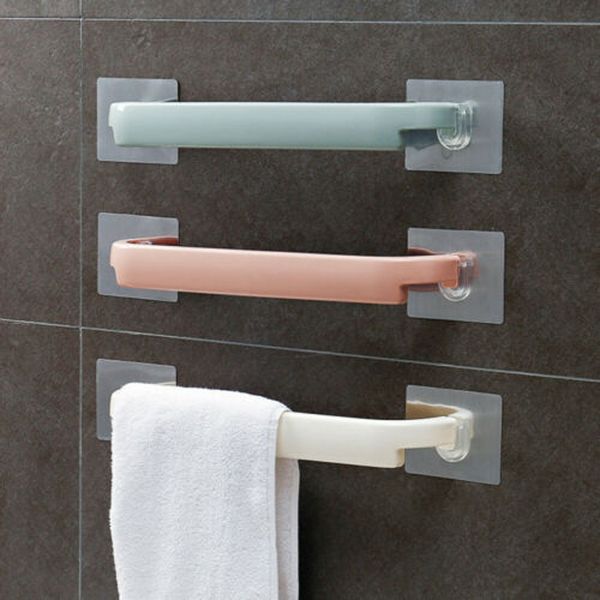 

high-quality materials towel rail rack holder wall mounted bathroom self-adhesive hanging hanger shelf waterproof reusable