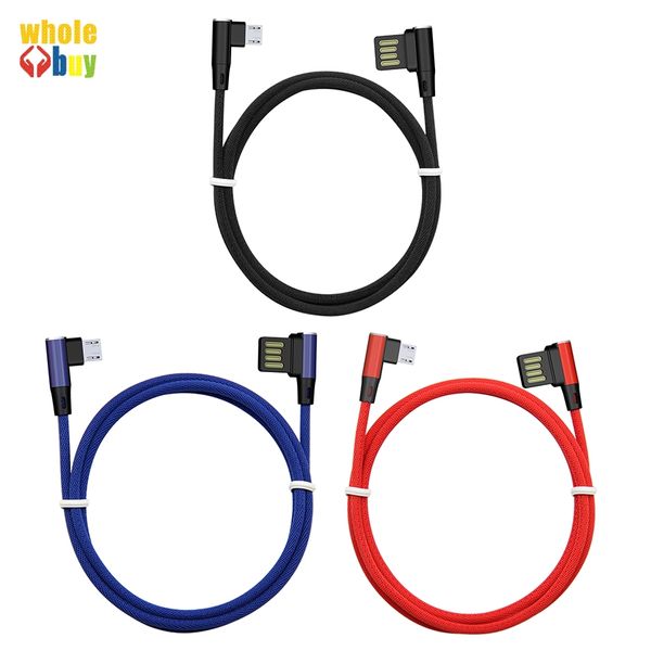 Cavo micro USB reversibile a 90 gradi a 2 lati per Samsung S6 S7 2A Cavo microusb per sincronizzazione dati a ricarica rapida per cavi telefonici Android Mobilie