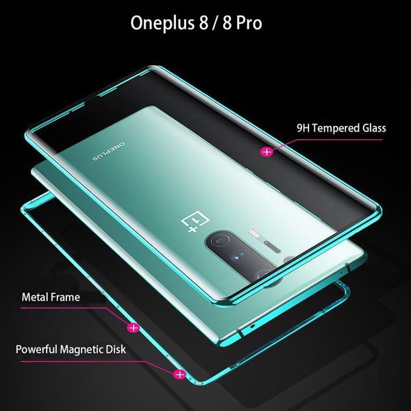 

magnetic case for oneplus 8 pro case dual sided tempered glass clear cover for oneplus one plus 7 pro case jllzdf