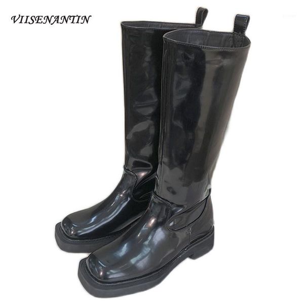 

boots european style fashion knight women's autumn winter square toe thick heel high thin sleeve knee length1, Black