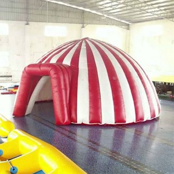 

5m diameter red white circus dome inflatable igloo tent inflatable full dome party entry shelter for outdoor event