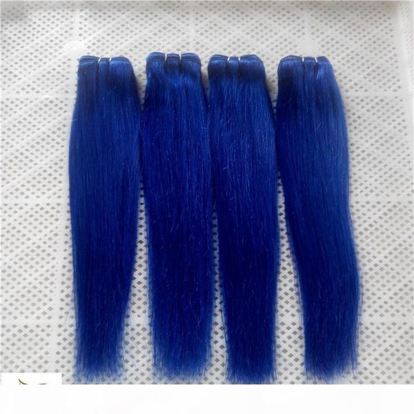 

blue color virgin brazilian straight hair weave 10-30" double weft brazilian hair extension 6a unprocessed human remy hair, Black