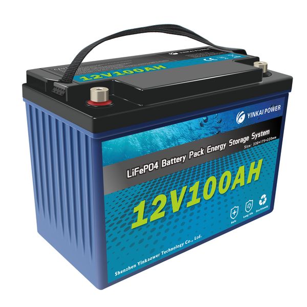 Deep Cycle 12V 100Ah LiFePO4 Accumulatore BMS Batterie al litio 4000 cicli per camper RV Golf Cart Off-Road Off-grid Vento solare