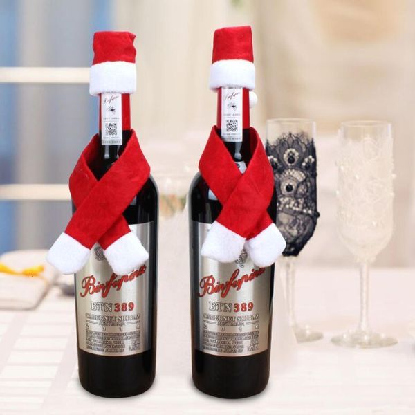 

table ornament wine bottle cover cap and scarf christmas xmas home party decorations owf658