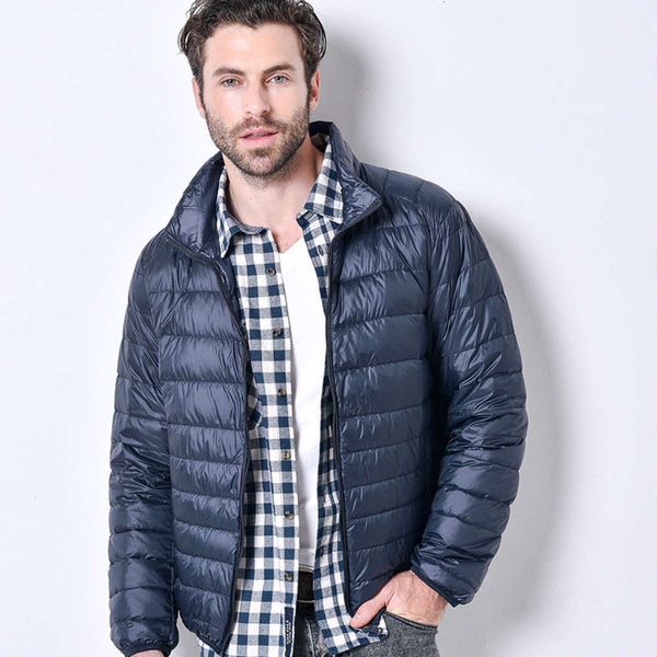 

autumn and winter 2020 new lightweight vertical collar slim large casual short men's down jacket, Black