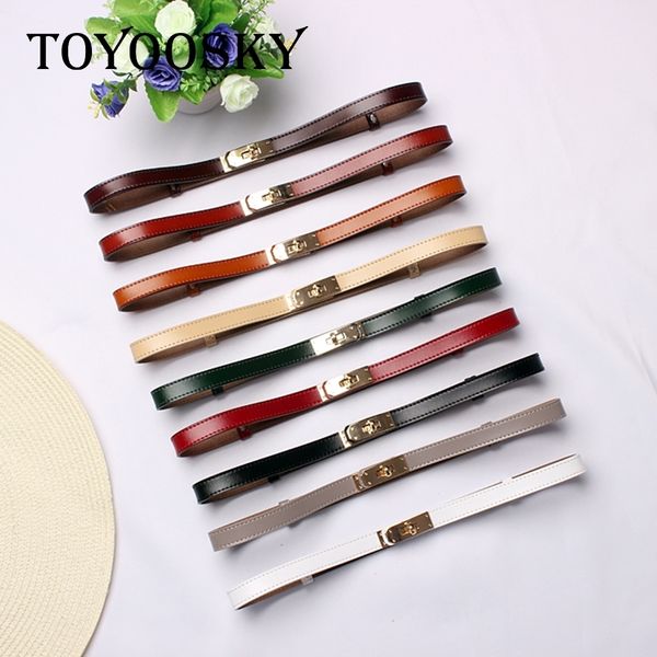 

fashion women belts genuine leather double buckle simple style fine thin waistband for jeans all-match female belt y200501, Black;brown