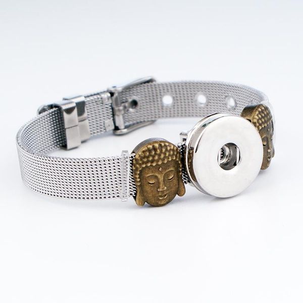 

cat flower starfish yoga music christmas tree metal stainless steel 18mm snap button bracelet bf622, Golden;silver