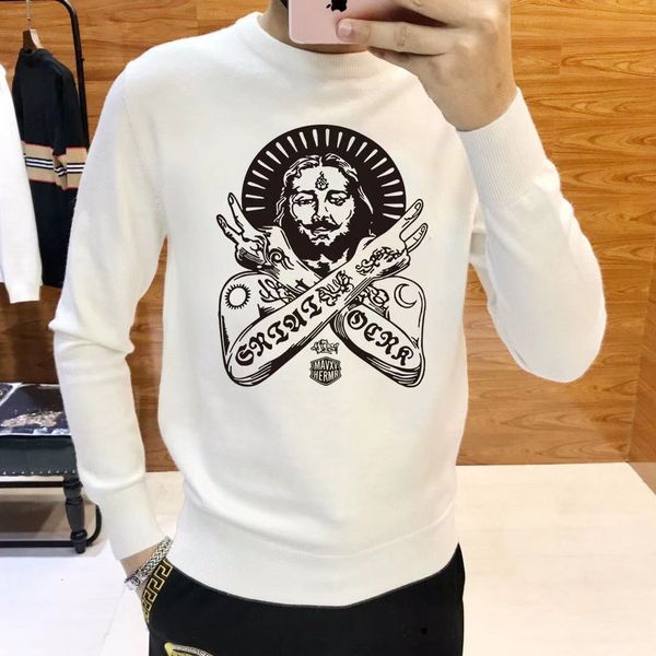 

правильная версия 2020ss зима новая санскритская буква кросин свитер мода мужчины и женщины с одним и тем же стилем, Black