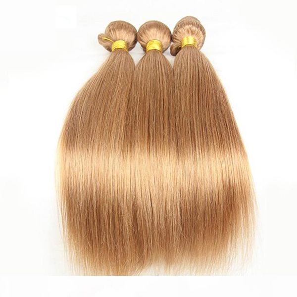 

9a #27 honey blonde peruvian human hair 3pcs silky straight hair wefts extensions strawbery blonde peruvian human hair bundles deals, Black