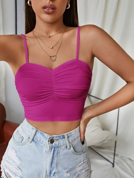 

ruched detail crop cami n2yo#, White