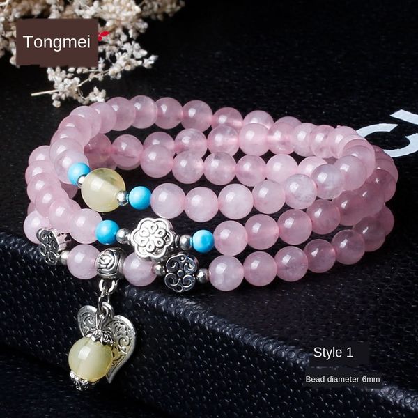 

tongmei natural powder korean fashion gourd pink bracelet pink crystal crystal bracelet us9km, Golden;silver