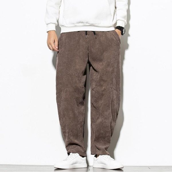 

zogaa autumn winter men's corduroy casual pants chinese style retro simple plus velvet thick harem sweatpants men's trousers1, Black