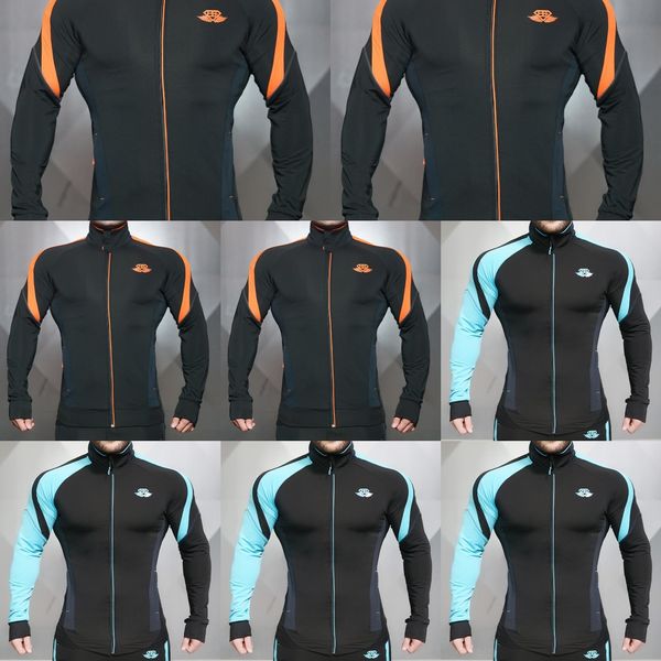 

muscle fitness brother men's running sports leisure breathable stitching slim muscle fitness brother coat sweater men's running sp, Black