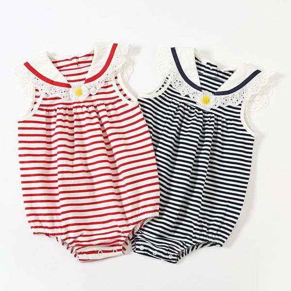 

baby stripes embroidery bodysuits 2020 summer1, Blue