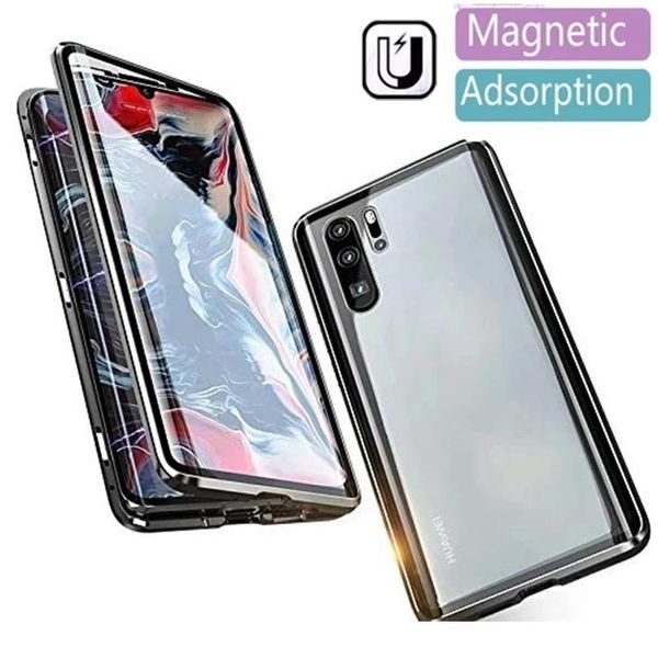 

double-sided magnetic protec case for huawei p40 p30 p20 p10 mate 30 20 10 por lite honor 10 20 3 qylfwi