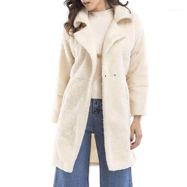 

bella philosophy winter faux fur long coat vintage turndown collar female loose warm coat casual street wear lady loose outwears1, Black