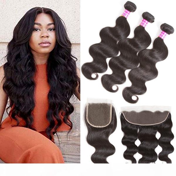 

8a body wave indian virgin hair bundles with 4x4 lace closure indian brazilian human hair extensions peruvian remy hair body wave factory, Black;brown