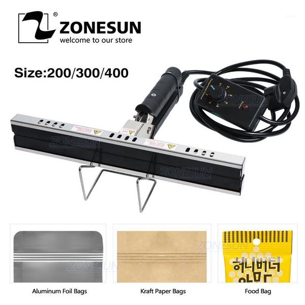 

zonesun direct-heat pliers sealing machine for aluminum film kraft paper bag portable impulse sealer 200/300/400mm1