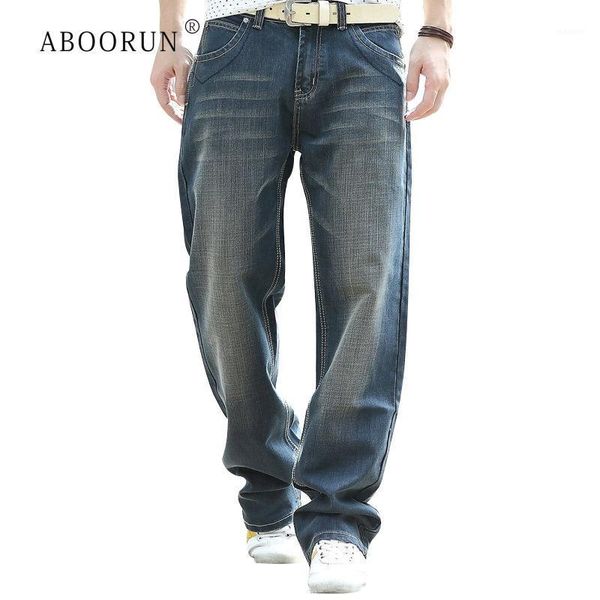

plus size 44 mens baggy jeans hip hop skateboard jeans wide leg loose blue casual four seasons straight denim pants for male1