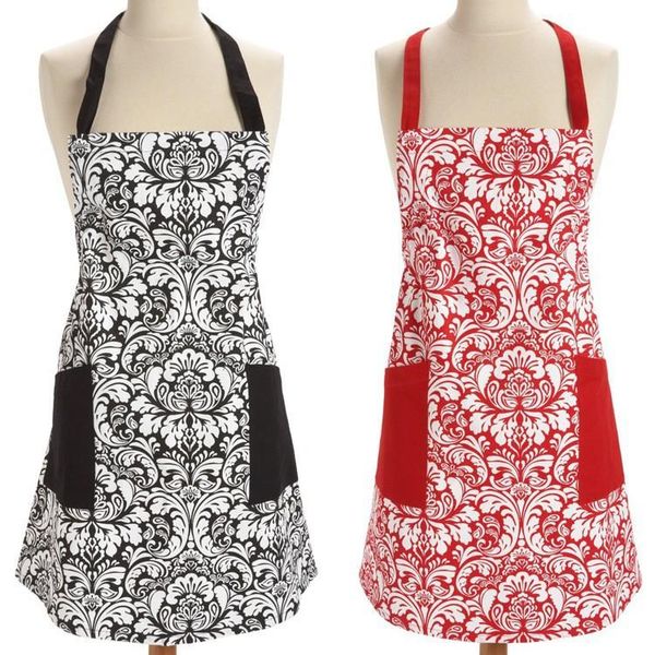

flower print cooking kitchen apron dinner party baking apron bbq cotton apron for woman men home kitchen tools aprons vt0787