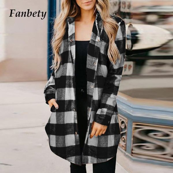 

women's jackets 2021 casual turn-down collar women jacket vintage plaid print single breasted cardigan fashion autumn long sleeve outw, Black;brown