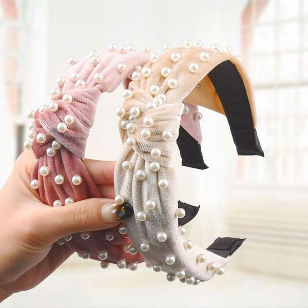 

1pc fashion pearl women hair accessories high elastic hair band headband for girls hairband wholesale hoop turban