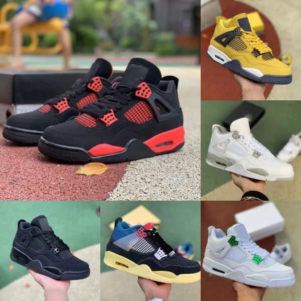 

lightning red thunder 4 4s basketball shoes jumpman university blue mens black cement cat cream sail white oreo bred pine green court purple
