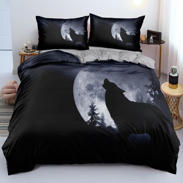 

bedding sets 3d gray bedclothes design wolf quilt cover animal comforter covers pillow cases king  super twin size 140*200cm