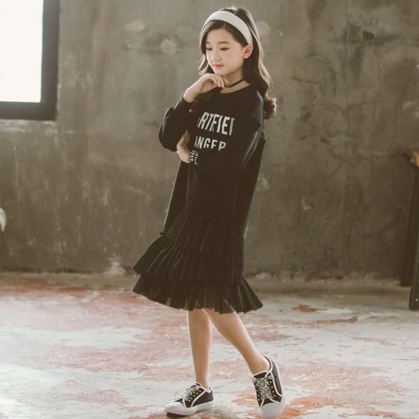 

mh girls' 2020 stitched korean version long sve round neck pullover middle school children's mother daughter parent child drs 5atl, Red;yellow