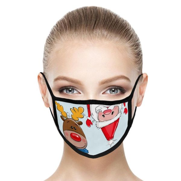

washable reusable designer masks christmas deer printed face mask include pm2.5 anti dust snowflake mouth cover