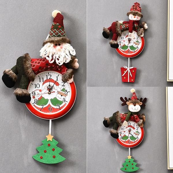 

santa claus snowman christmas hanging wall clock merry xmas home restaurant bedroom clocks decoration dwf729
