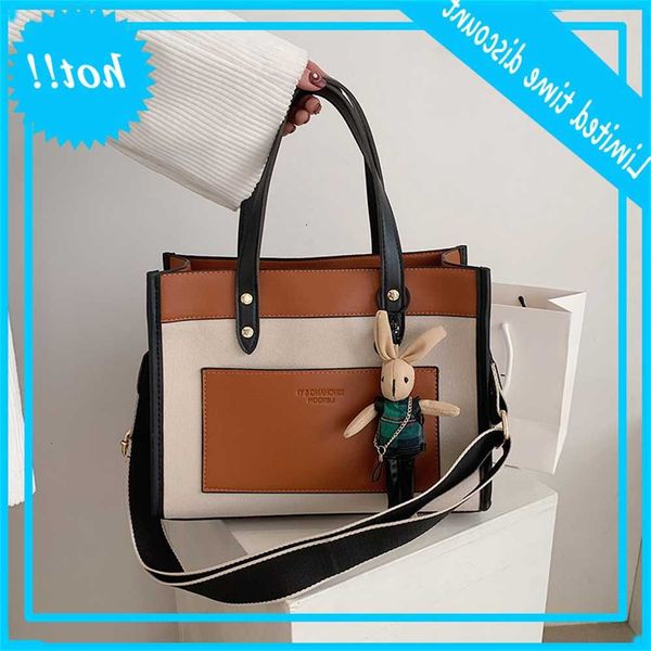 

large capacity color contrast women's autumn and winter 2020 new korean style one shoulder slanting underarm tote bag