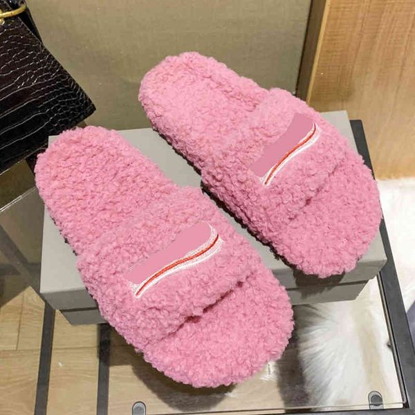 

slippers women autumn winter wool warm outdoor luxury woman brand soft plush home shoes ladies casual silp-on flip flop mujer party fpjt, Black