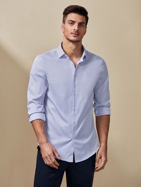 

men striped button front shirt i6re#, White;black