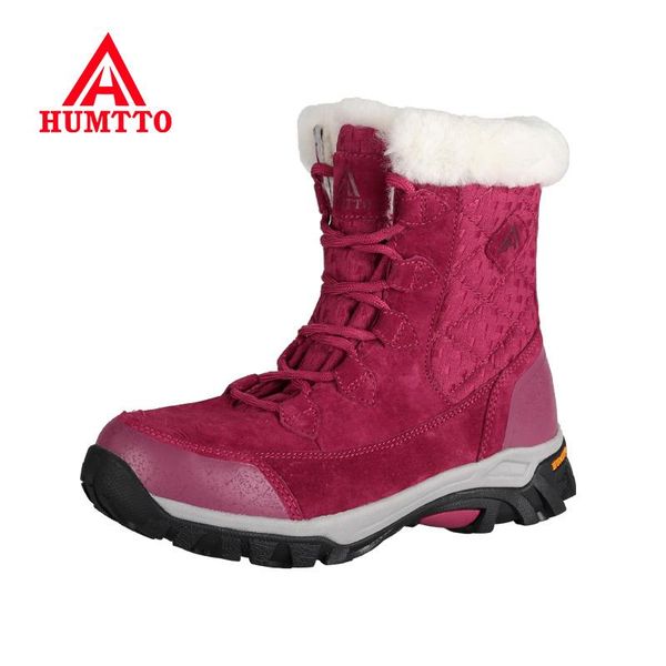 

winter waterproof genuine leather snow boots women fashion wool womens thigh high boots lace up warm woman shoes, Black